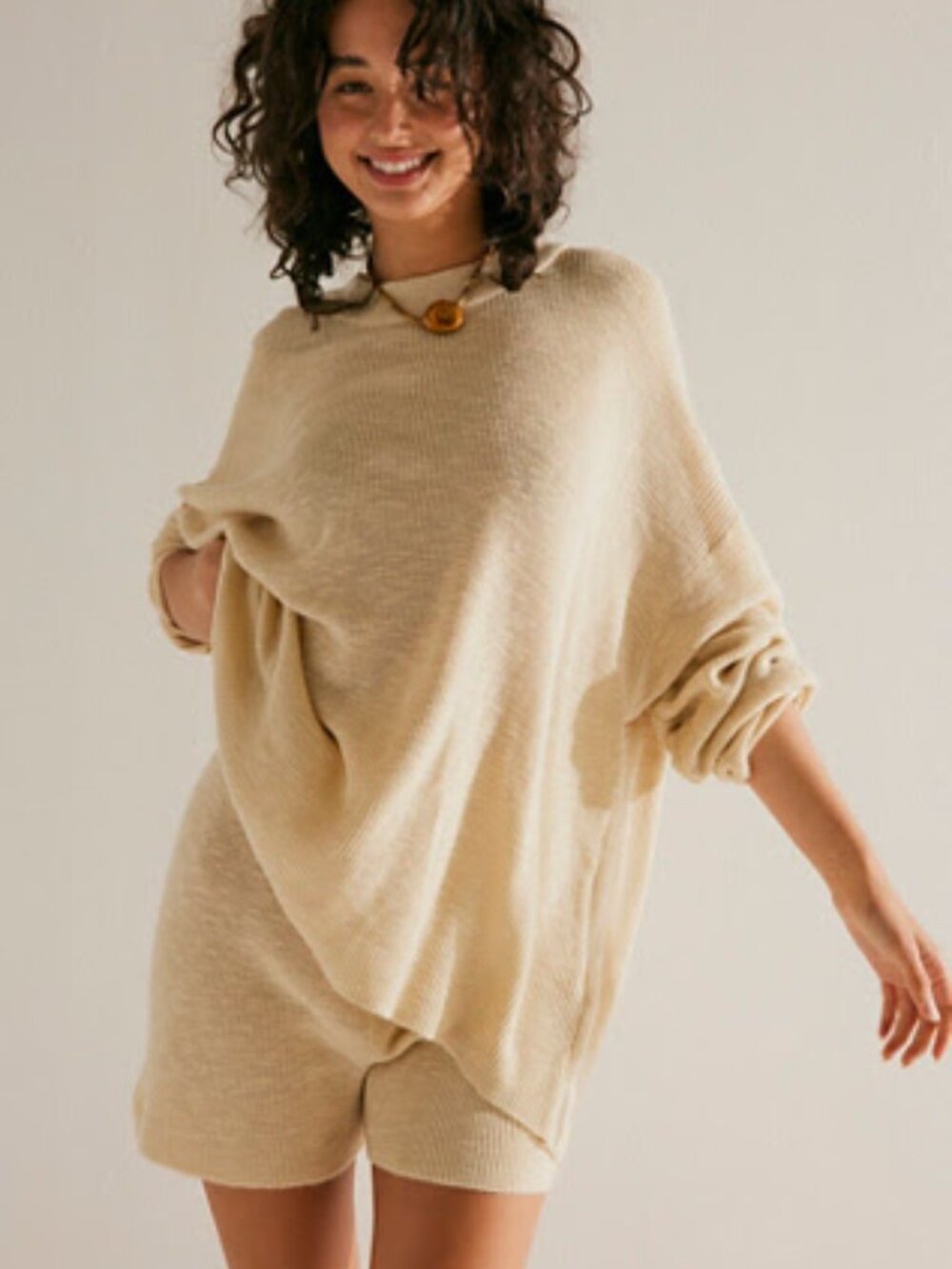 Free People Beach Malibu Surf Solid Sweater Set - Medium - Color: Washed Out